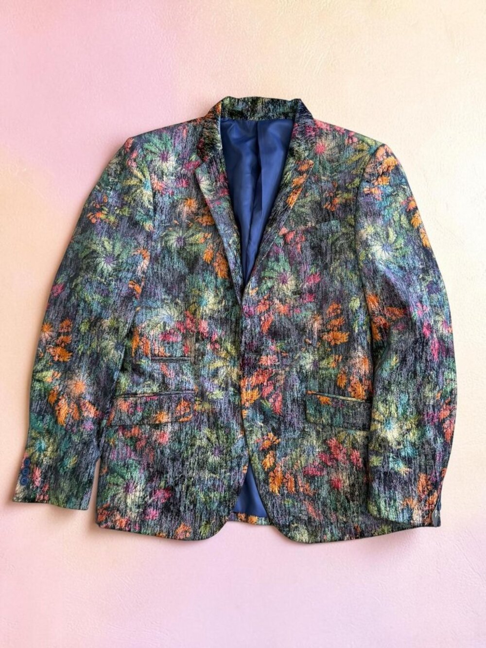 SUSLO COUTURE Men’s Floral Print Blazer Jacket Size 42 / Large